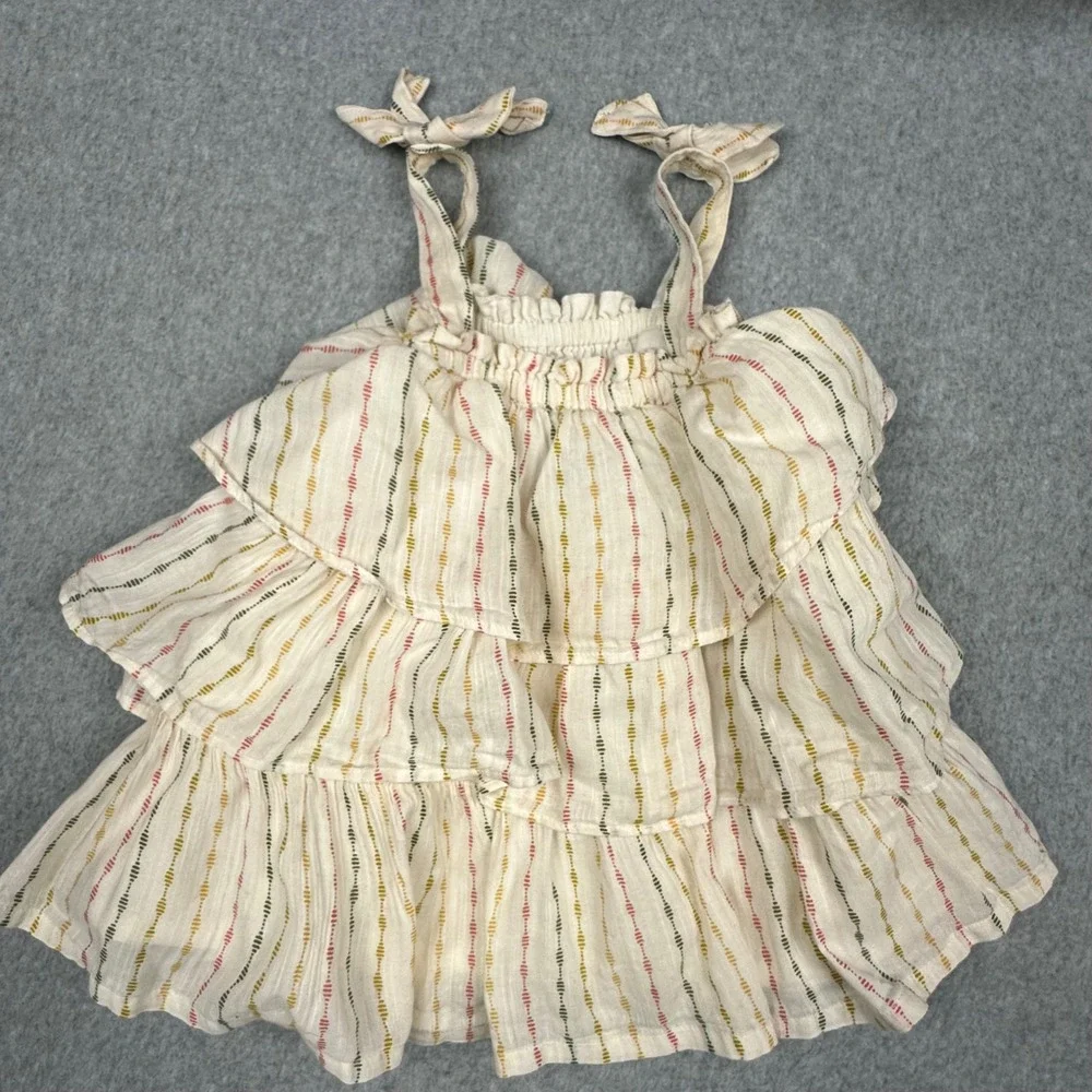 Old Navy Baby Girl Tiered Gauze Swing Top Multi Color Stripe 12-18M